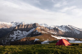 冬山のキャンプ