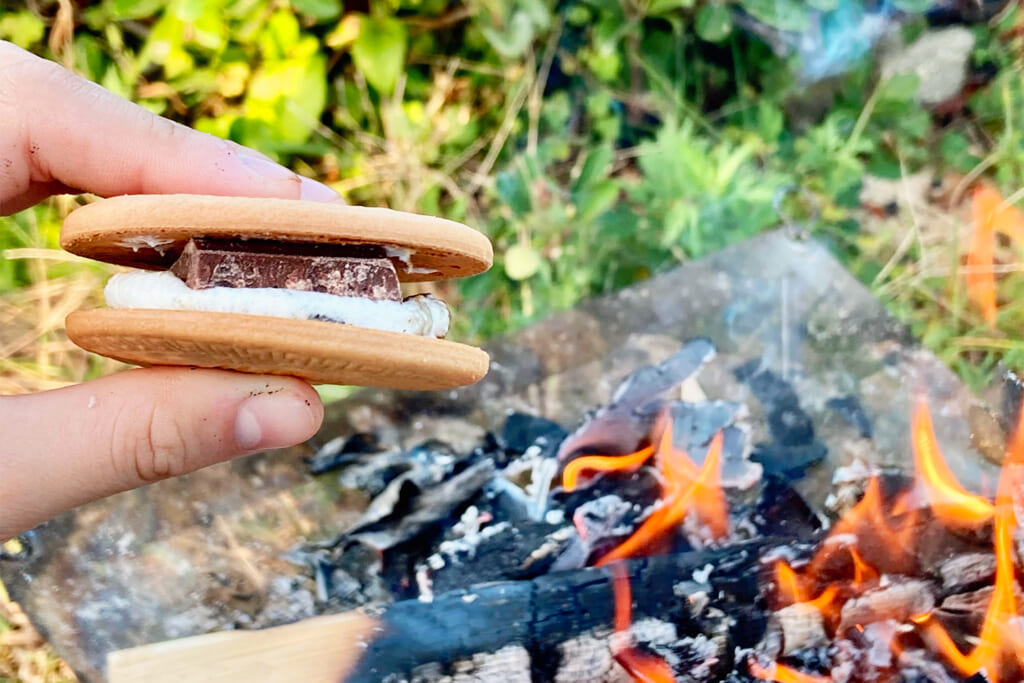 マシュマロとチョコを挟んだグラハムクラッカー