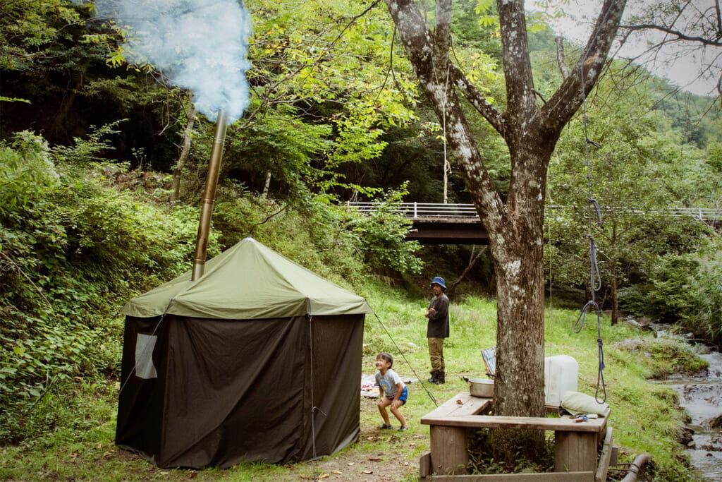 四徳温泉キャンプ場のテントサウナ