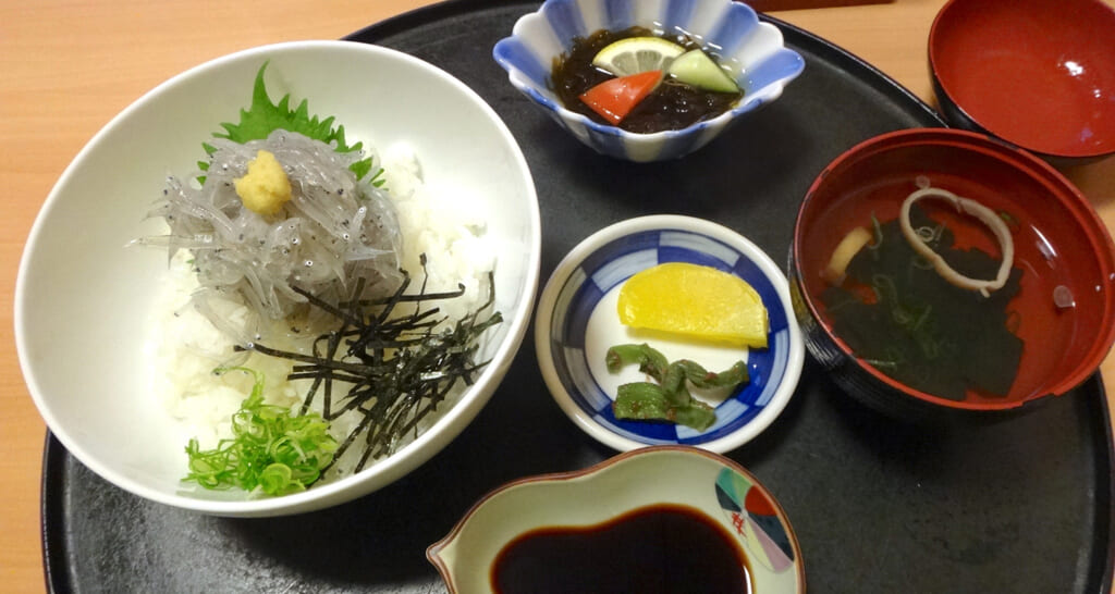 前獲れの生しらす丼