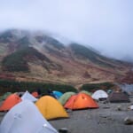 登山途中のテント泊