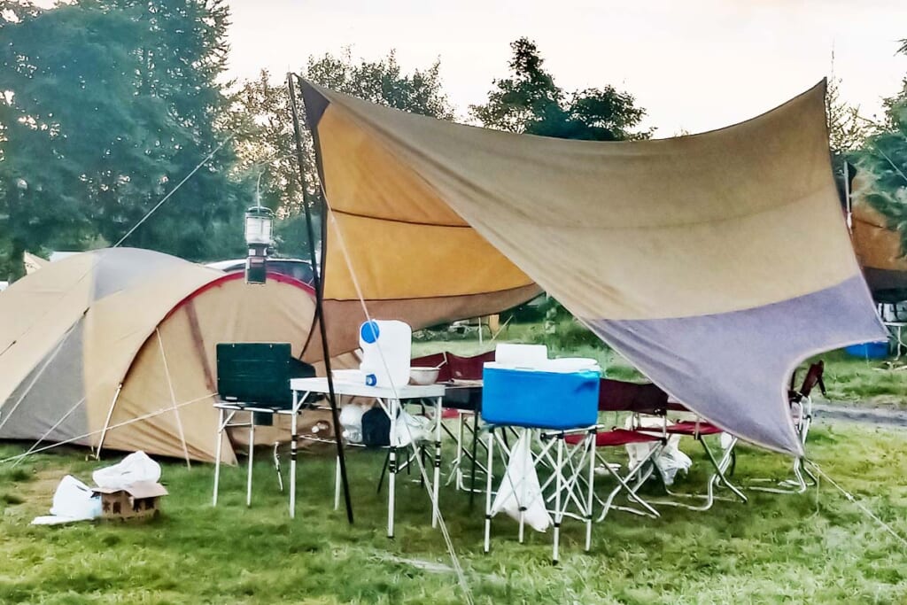 夏キャンプのテントサイト