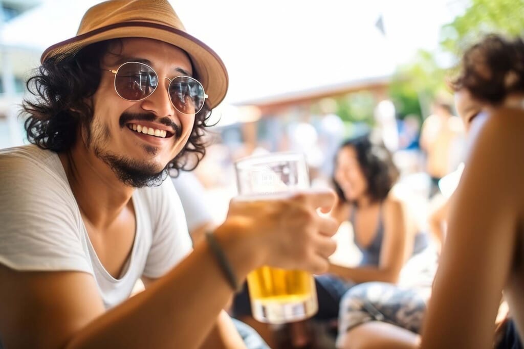 ビールを飲む男性キャンパー