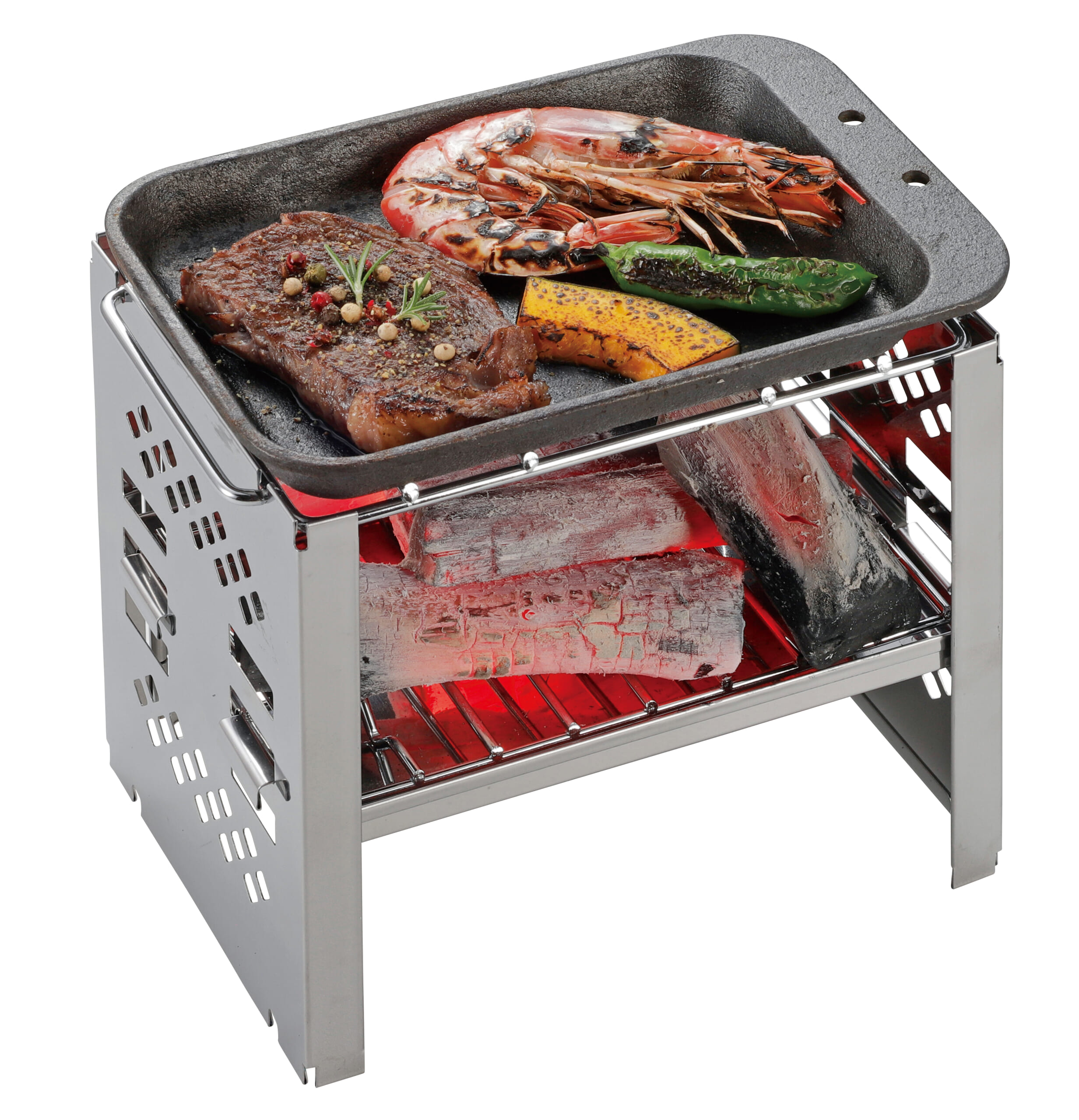 ❤プロが厳選した拘りのアウトドア・BBQ調理器ハイグレード18点フルセット♪❤ 焚き火料理が激ウマに。鋳鉄製 「灼熱野営プレート」が、いま熱～い