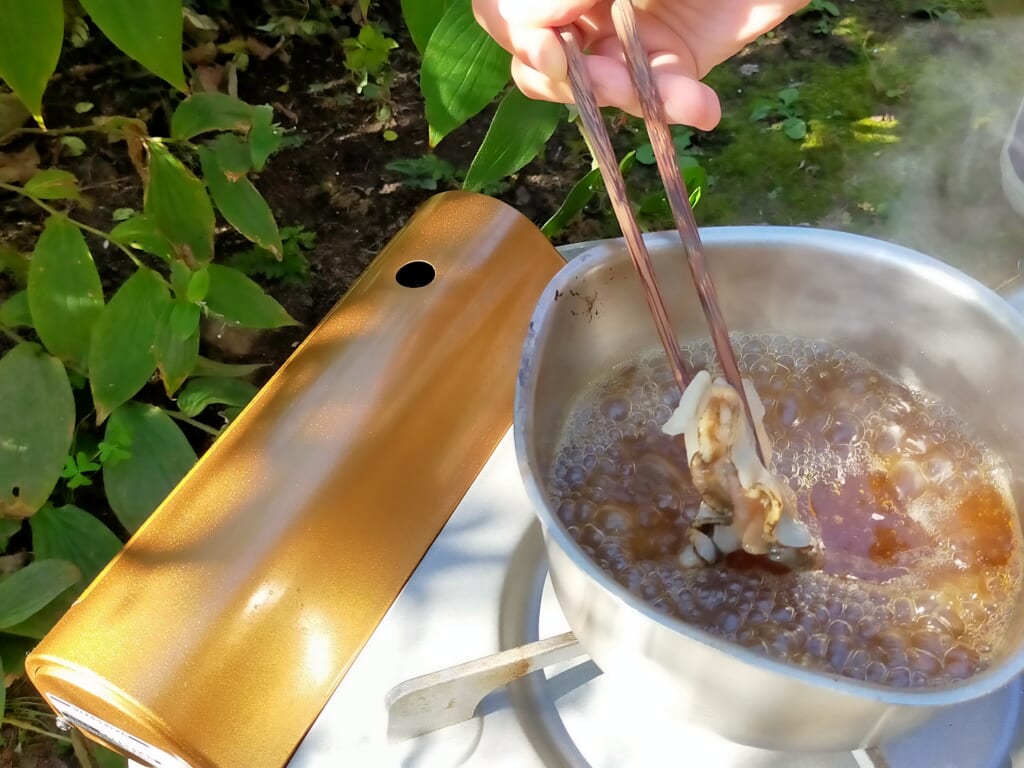 エバラ食品の「なべしゃぶ あさりと帆立の貝だしつゆ」を使ったキャンプ料理レシピ