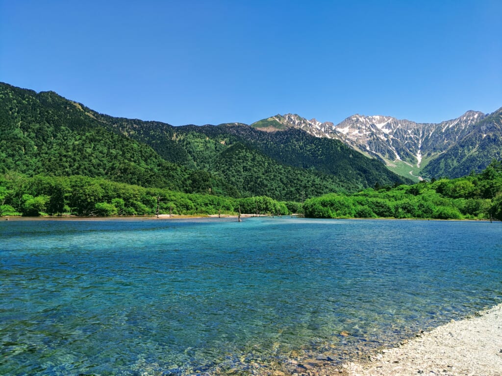 大正池から望む上高地