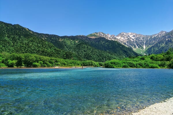 大正池から望む上高地