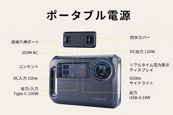 ポータブル電源一体型の3-in-1バックパック