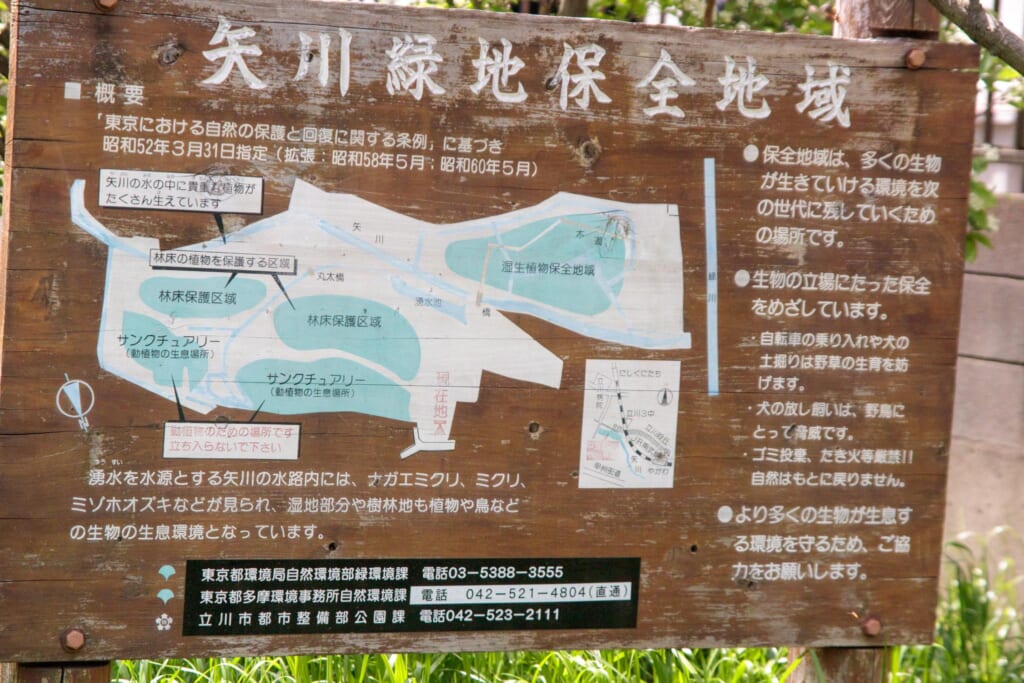 矢川緑地保全地域の域内図