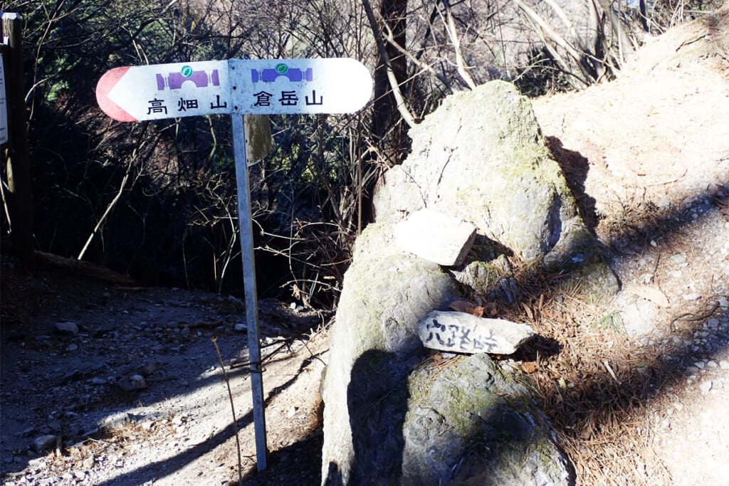 穴路峠の標識