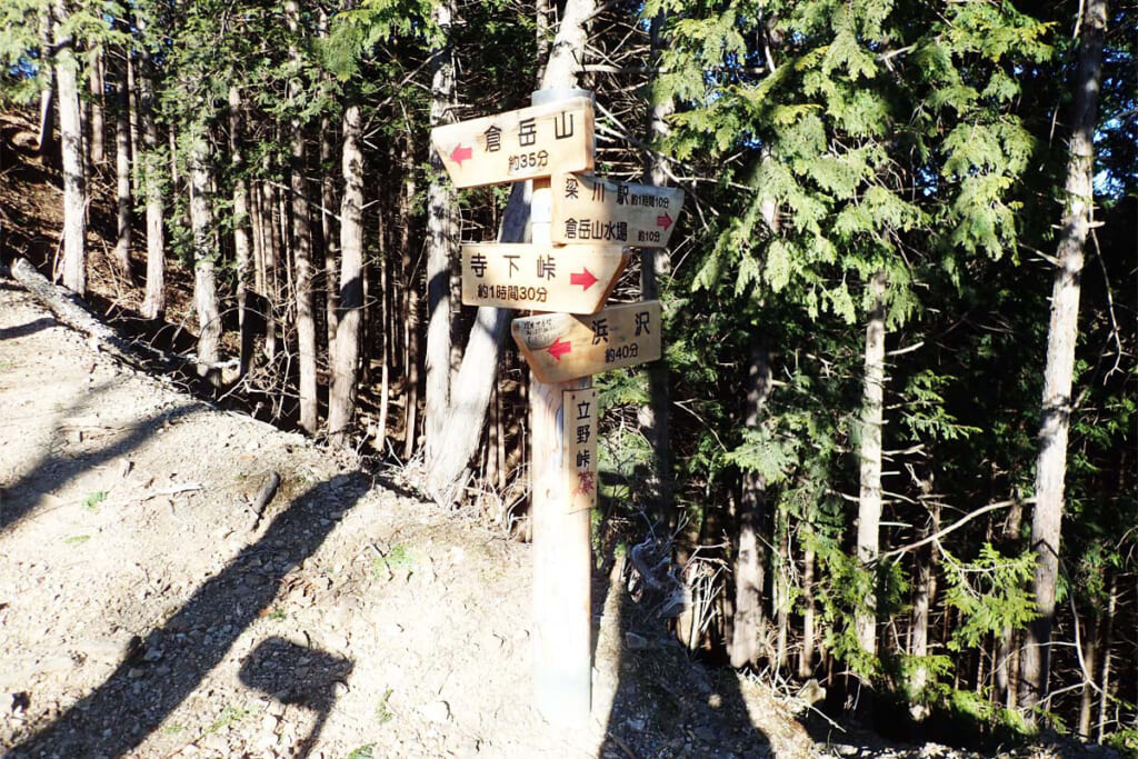 立野峠の標識