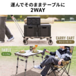 【画像】目から鱗の1台で2役こなすコンテナキャリーカート？　テーブルに変形する2WAY折りたたみ台車の変幻自在ぶりがハンパない 〜 画像1