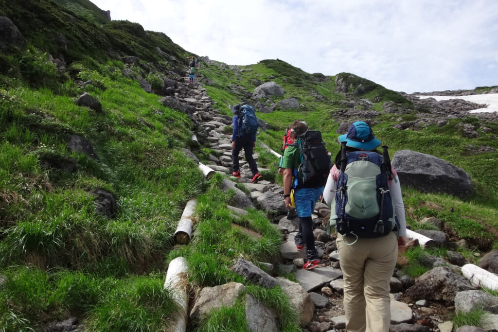 登山道と登山者