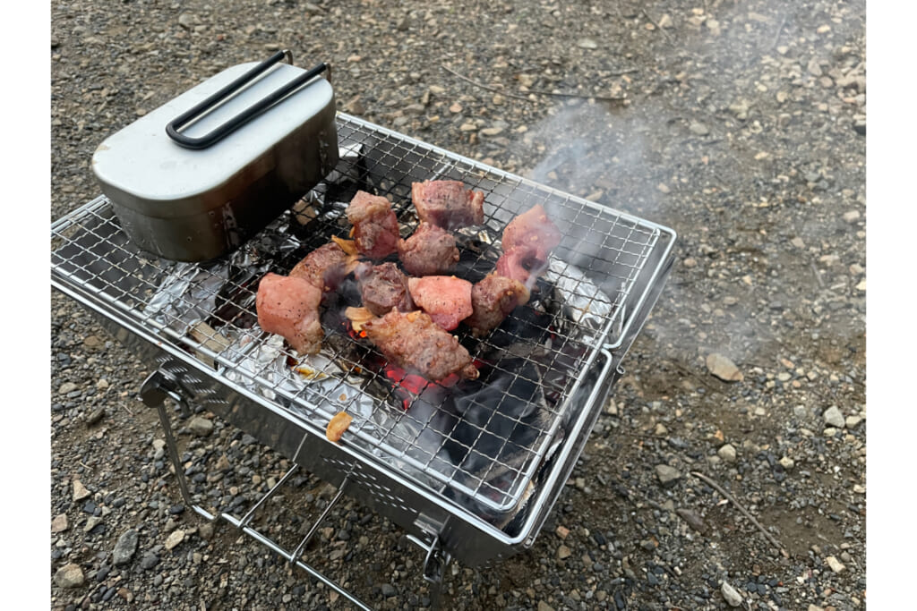 焼いているところ