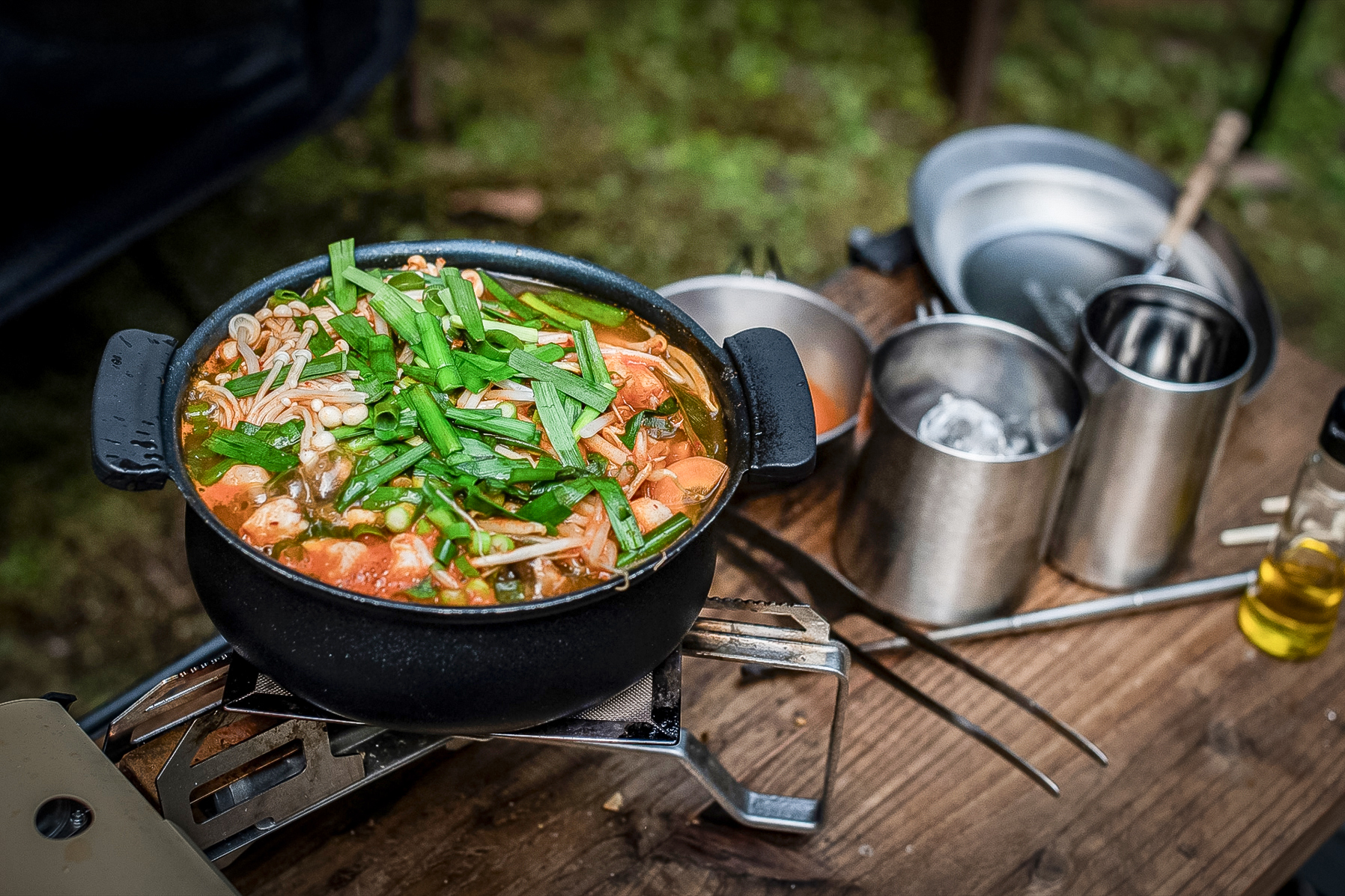キャンプで作るキムチ鍋