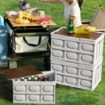 【画像】車載にも収納にも強い！　厚さ約6cmの「折りたたみコンテナ」でキャンプ快適化 〜 画像1