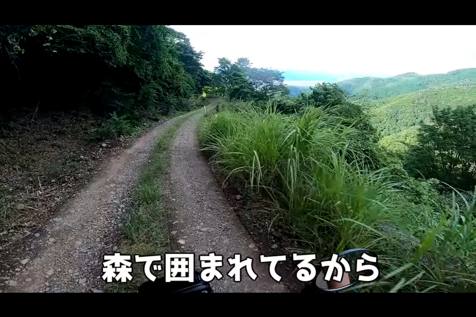 山梨県の県道113号線。頂上から甲府側へ下り始めたあたりの風景