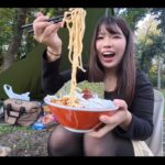 【画像】クマ出没からの急遽「山岡家の味完全再現」にデイキャンプで挑む猛者（女性）現る！ 〜 画像1