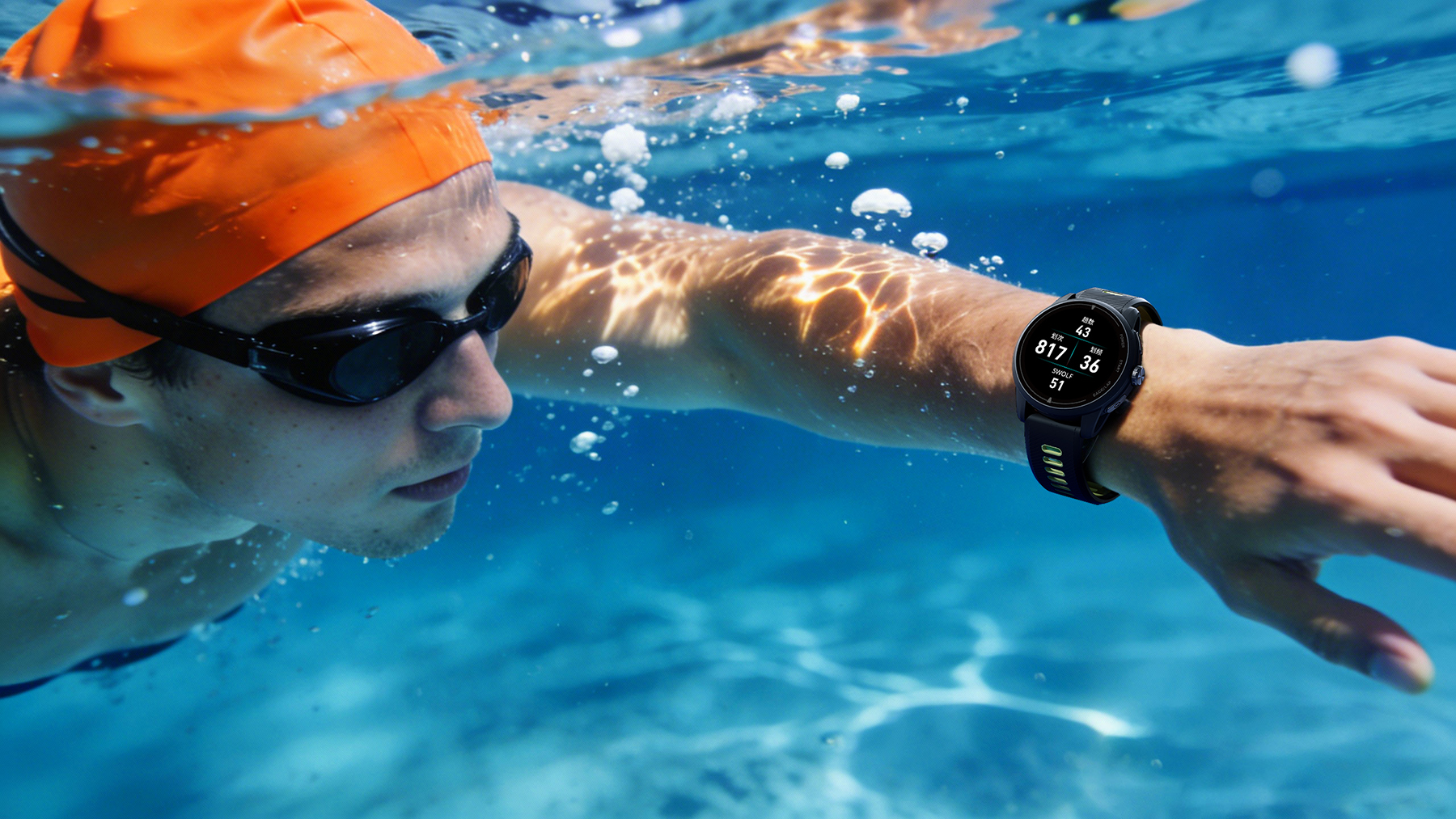 VeRunを装着しながらスイムしている男性