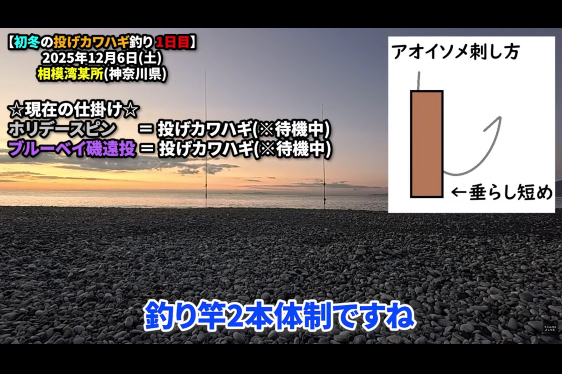12月の相模湾で砂浜からカワハギを狙う際の仕掛け