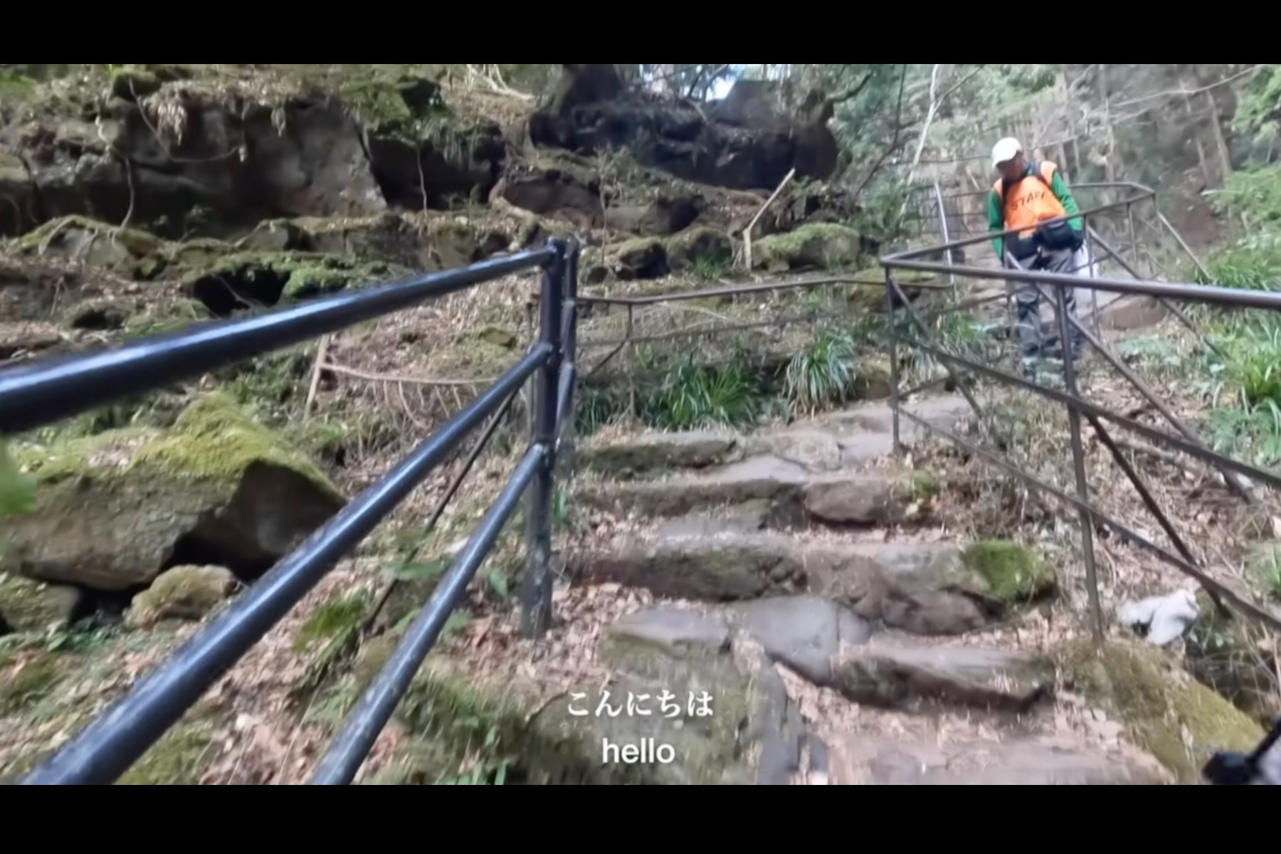 赤目四十八滝の千手滝、龍の壺を通り渓谷のパトロール員に遭遇。すでに閉園間近とのこと