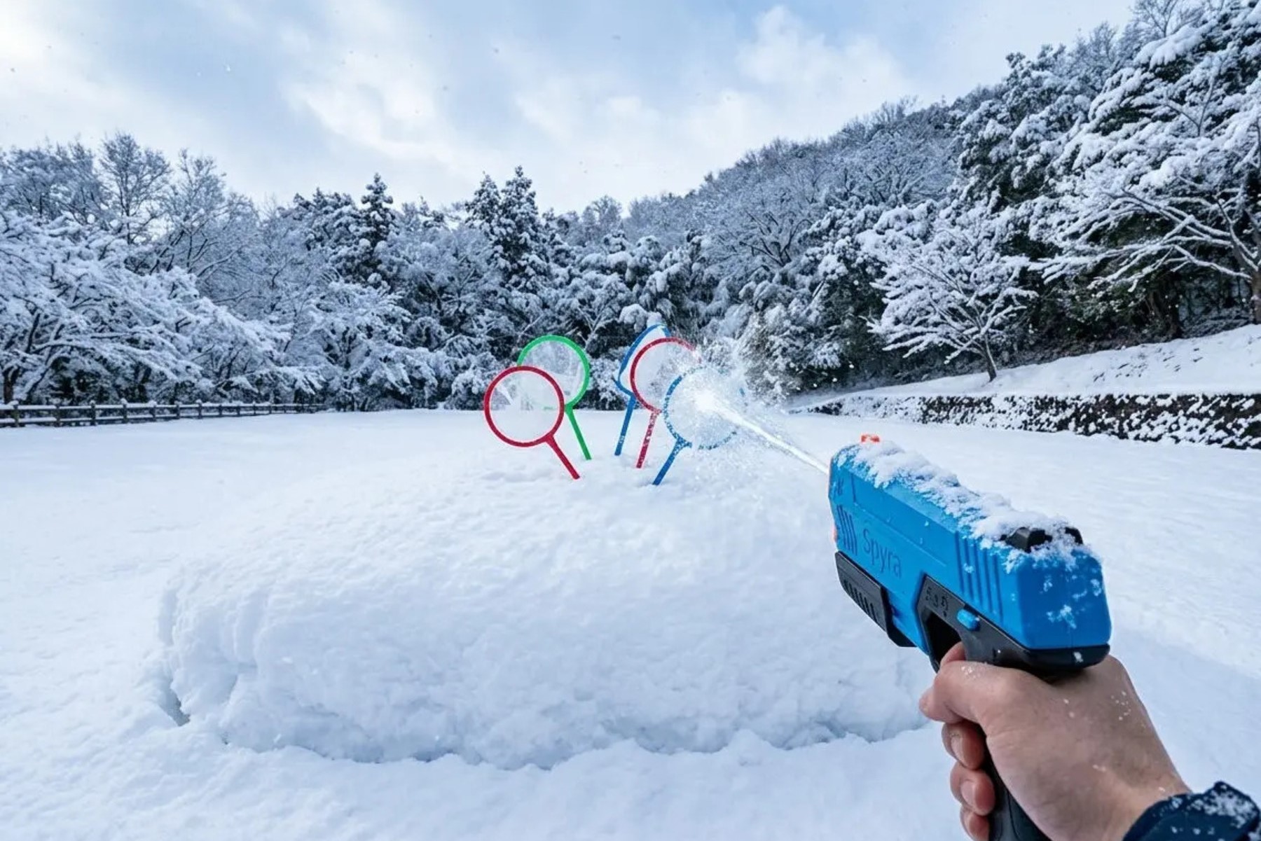 六甲山アスレチックパークGREENIAで開催中の「真夏の雪まつり」では雪上シューティングゲームも開催(有料・写真はイメージです)