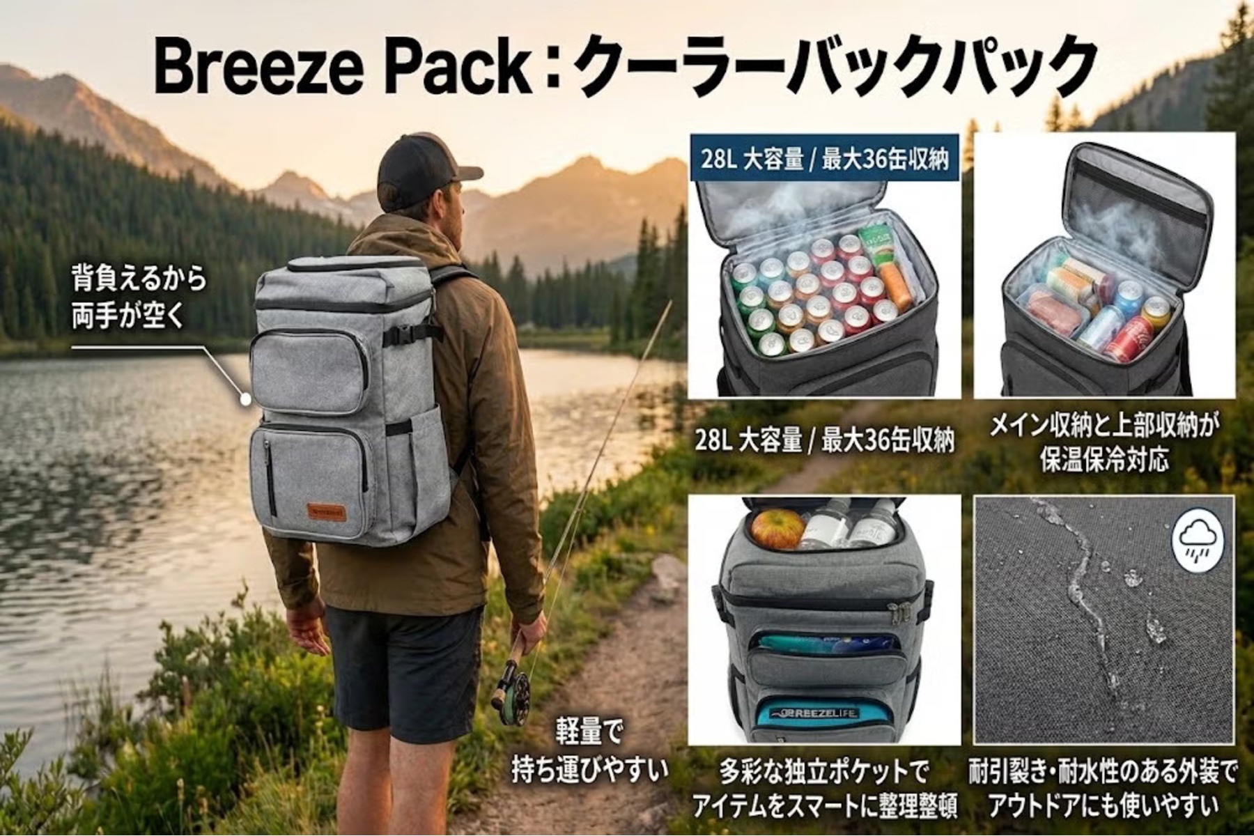 Breeze Packクーラーバックパックは28Lの大容量